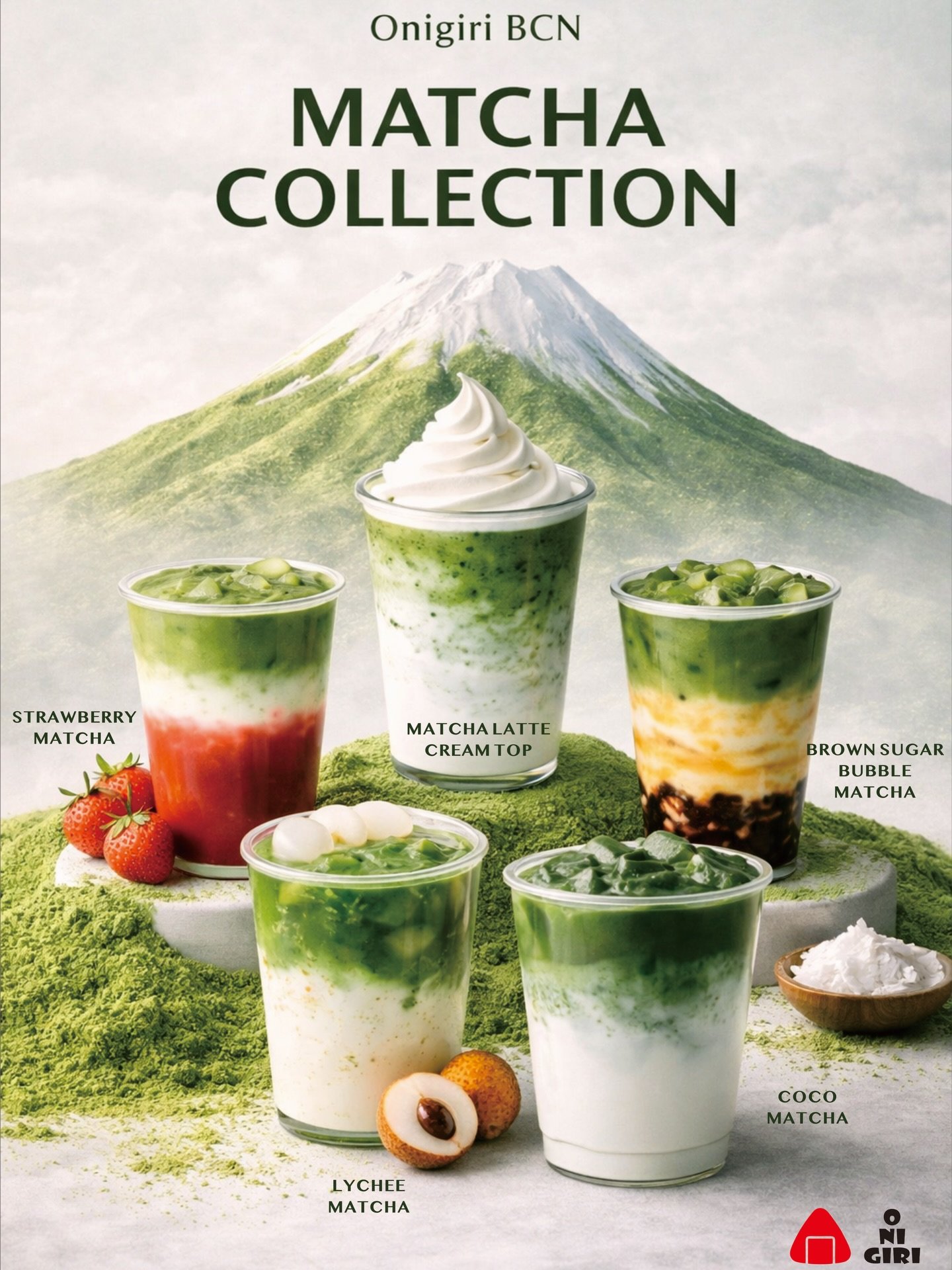 Colección de bebidas de matcha de Onigiri BCN